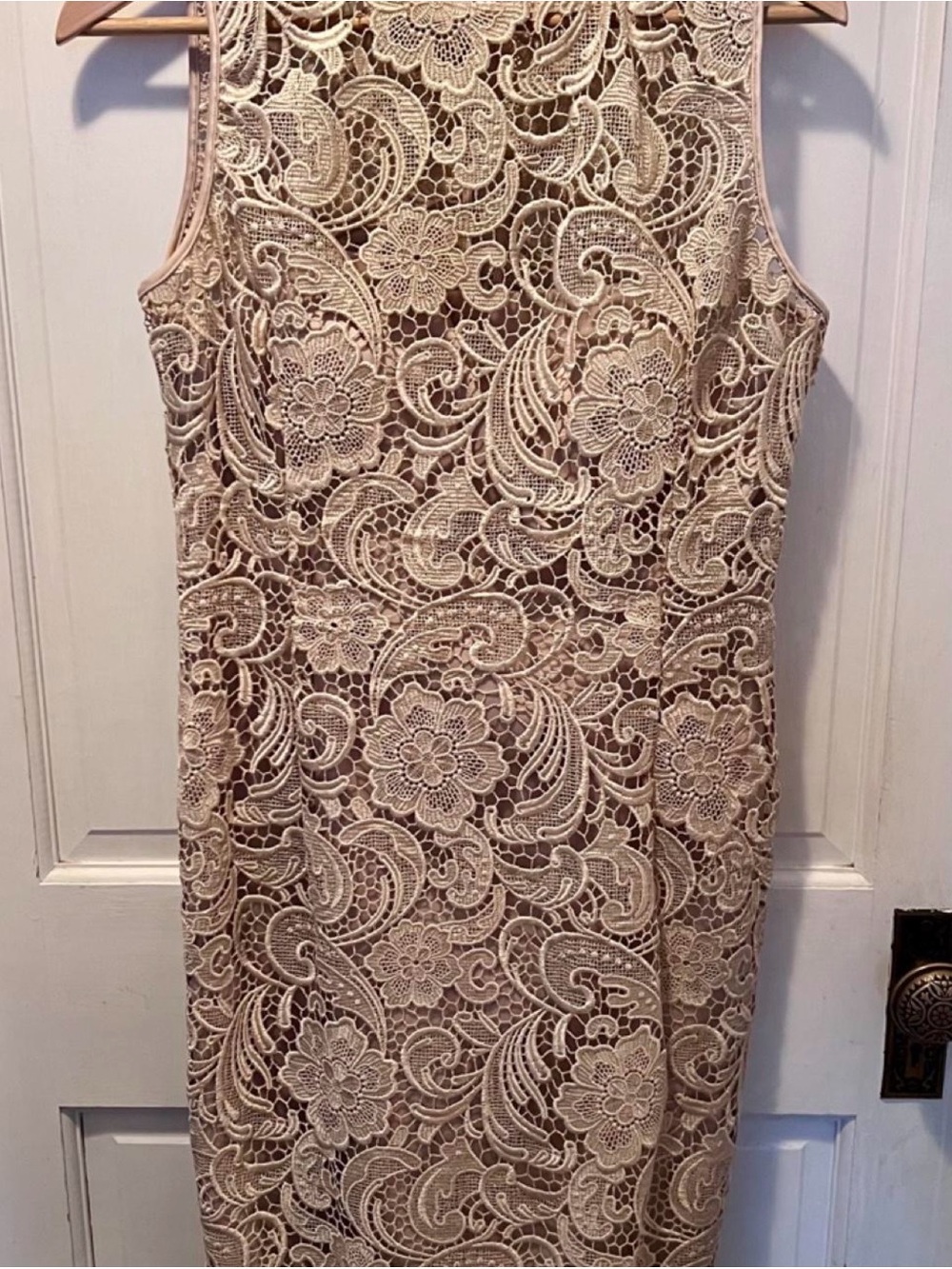 Cache Sleeveless Lace Midi Dress in Cream